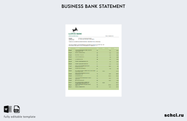 цифровая загрузка выписки по бизнес счету Lloyds Bank Шаблон в формате Word и PD